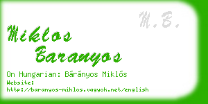miklos baranyos business card